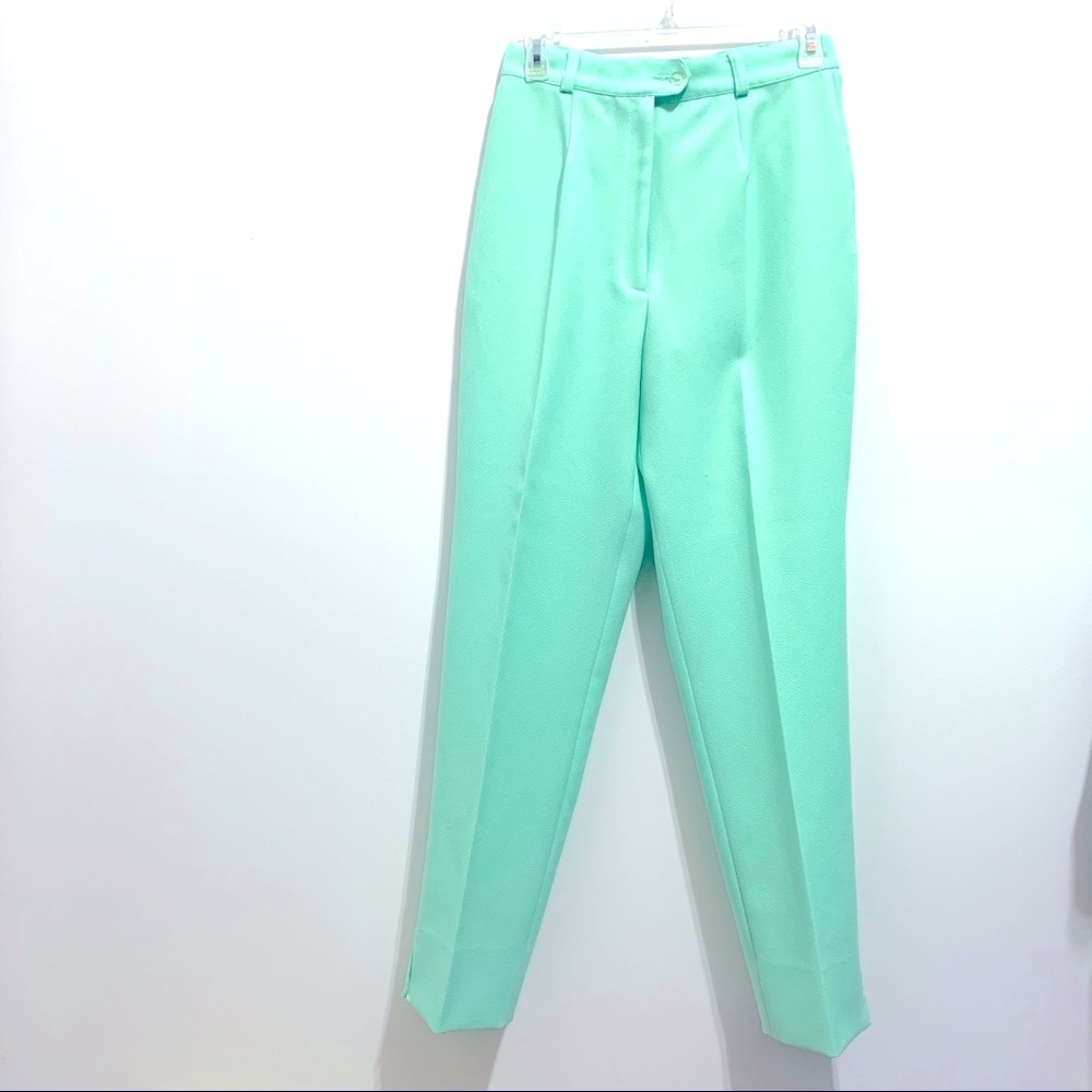 Tony M Elegant High Rise Business Professional Summer Pants Blue Mint Color